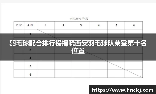 羽毛球配合排行榜揭晓西安羽毛球队荣登第十名位置