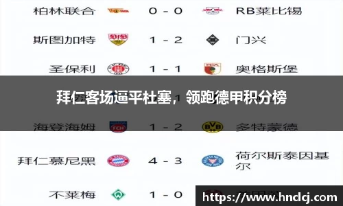 拜仁客场逼平杜塞，领跑德甲积分榜